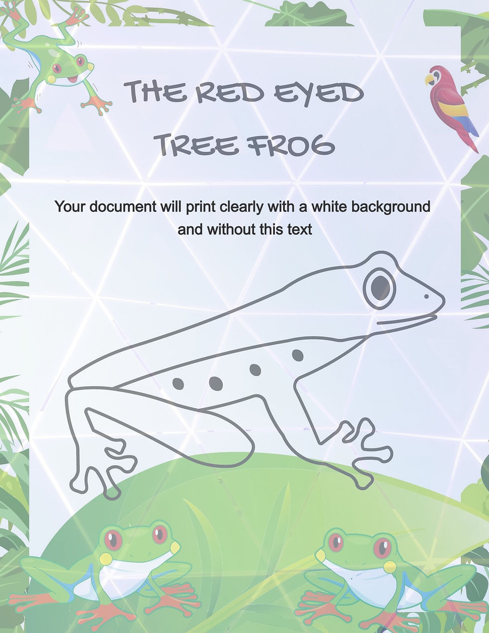 Red eyed tree frog coloring page fact sheet acorns n oaks