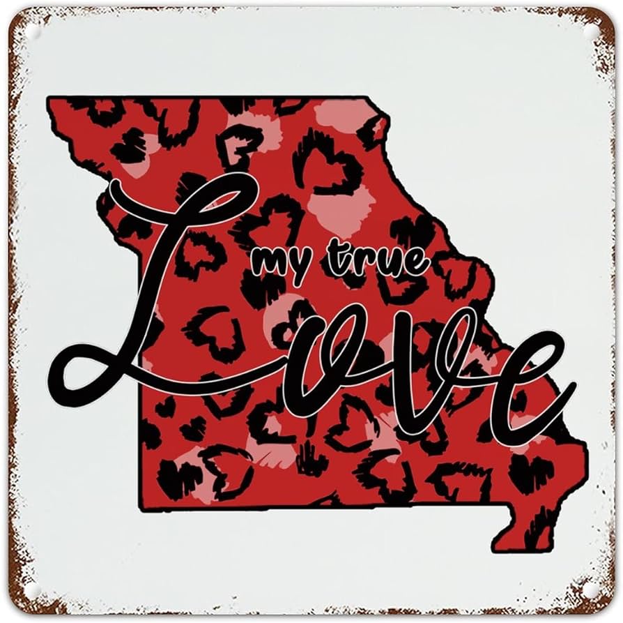 Red heart leopard state of missouri my true love valentines day metal tin sign vintage aluminum sign missouri state outline map metal poster for wall home decor housewarming wedding gifts xin