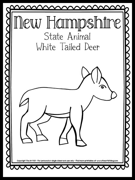 Free printable new hampshire state animal coloring page white