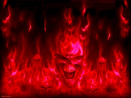 red fire skull wallpaper
