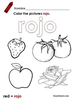 Colors in spanish coloring pages color matching game and color flashcards