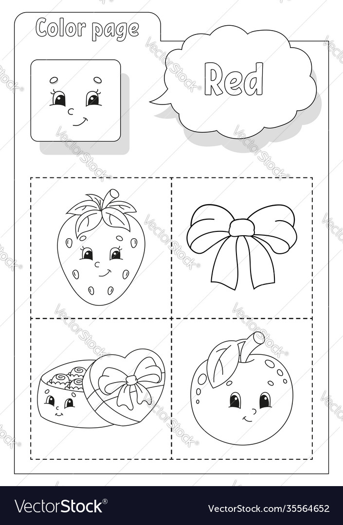 Coloring book learning colors flashcard for kids vector image