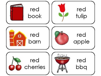 Color red printable flashcards preschool