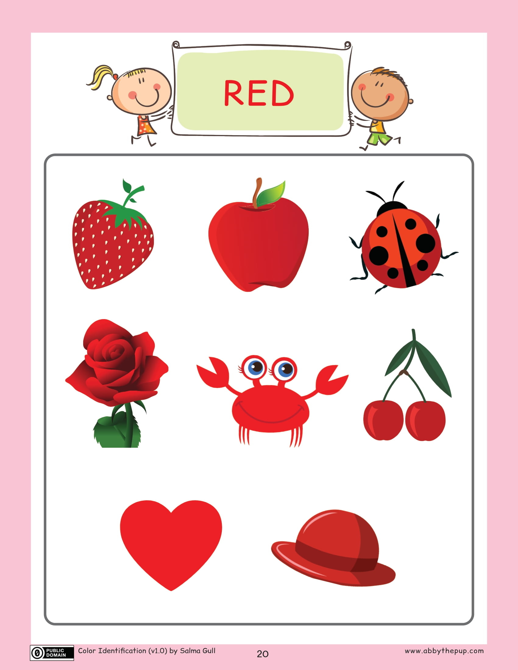 Red color flashcard free printable puzzle games