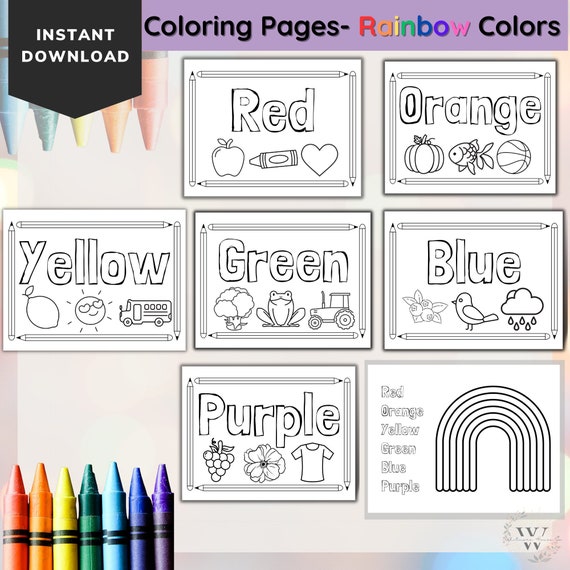 Printable coloring pages for kids early education tools childrens flash cards learning rainbow colors for toddlers artwork for preschool