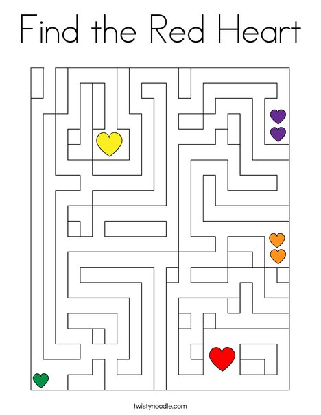 Find the red heart coloring page