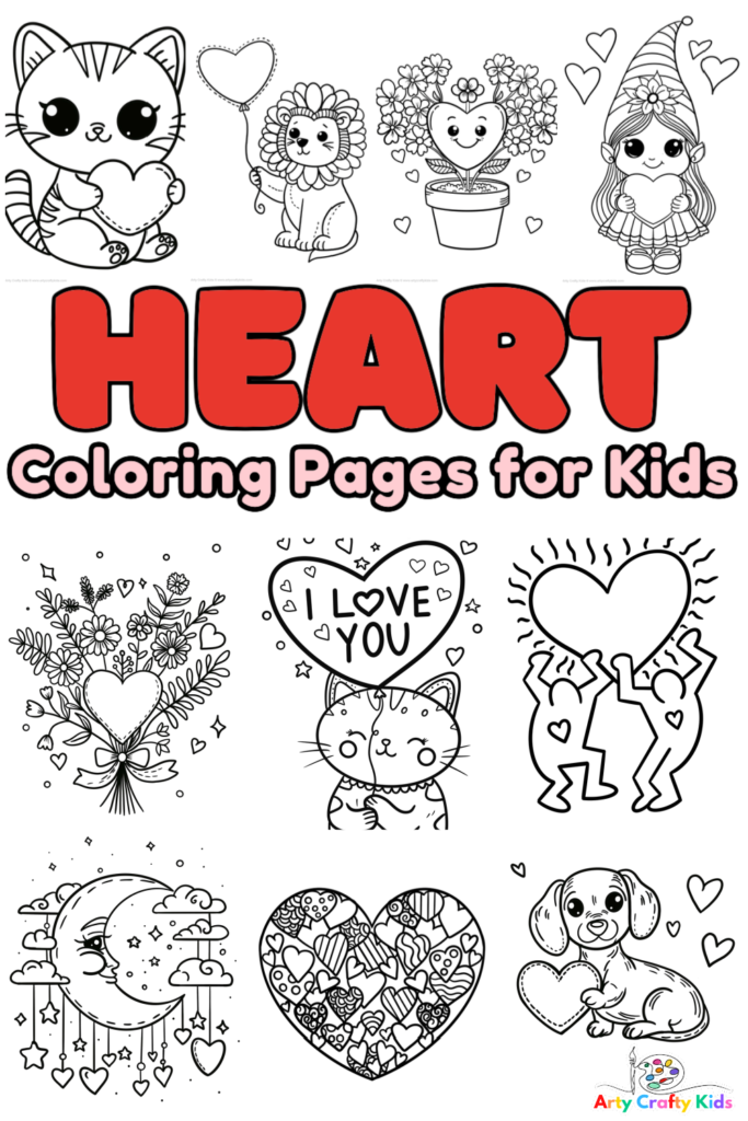 Printable heart coloring pages for kids