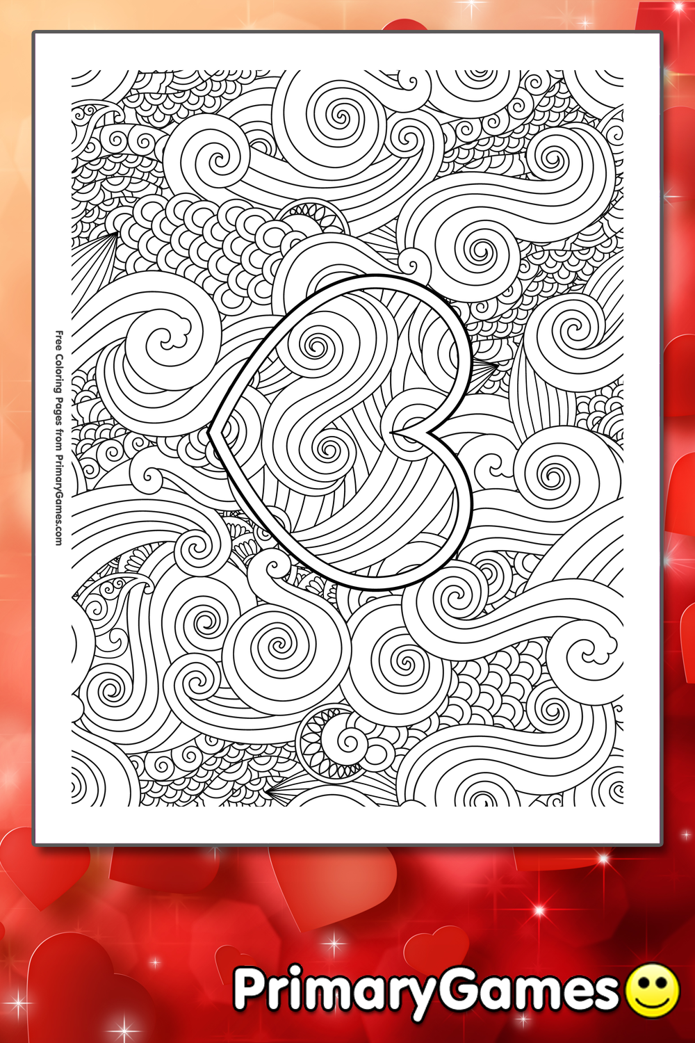 Zentangle heart coloring page â free printable pdf from