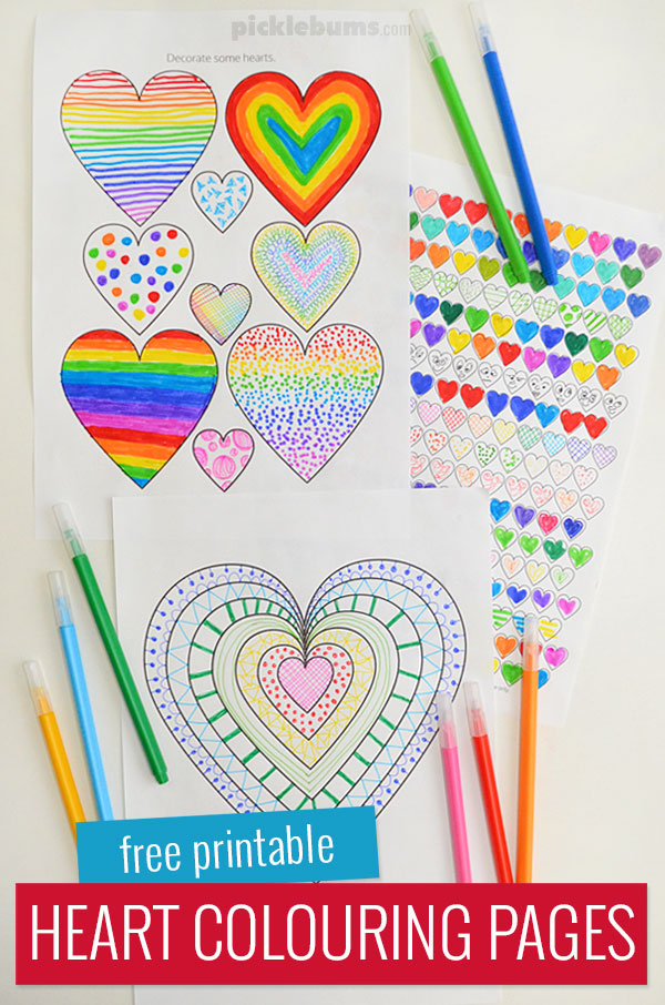 Heart colouring pages