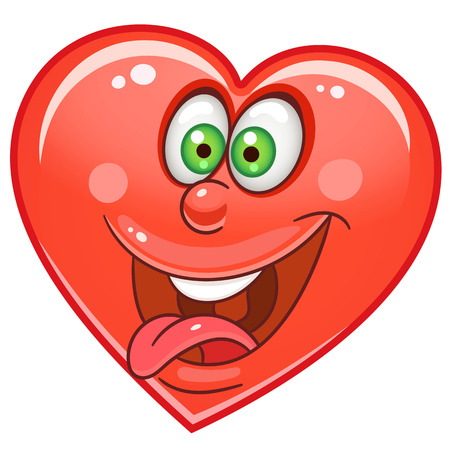 Cartoon crazy red heart emoticons smiley emoji love emotion symbol design element for happy valentines day greeting card kids coloring book page t