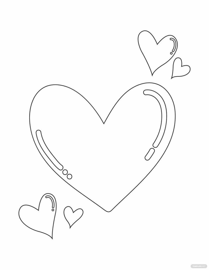 Free red heart coloring page