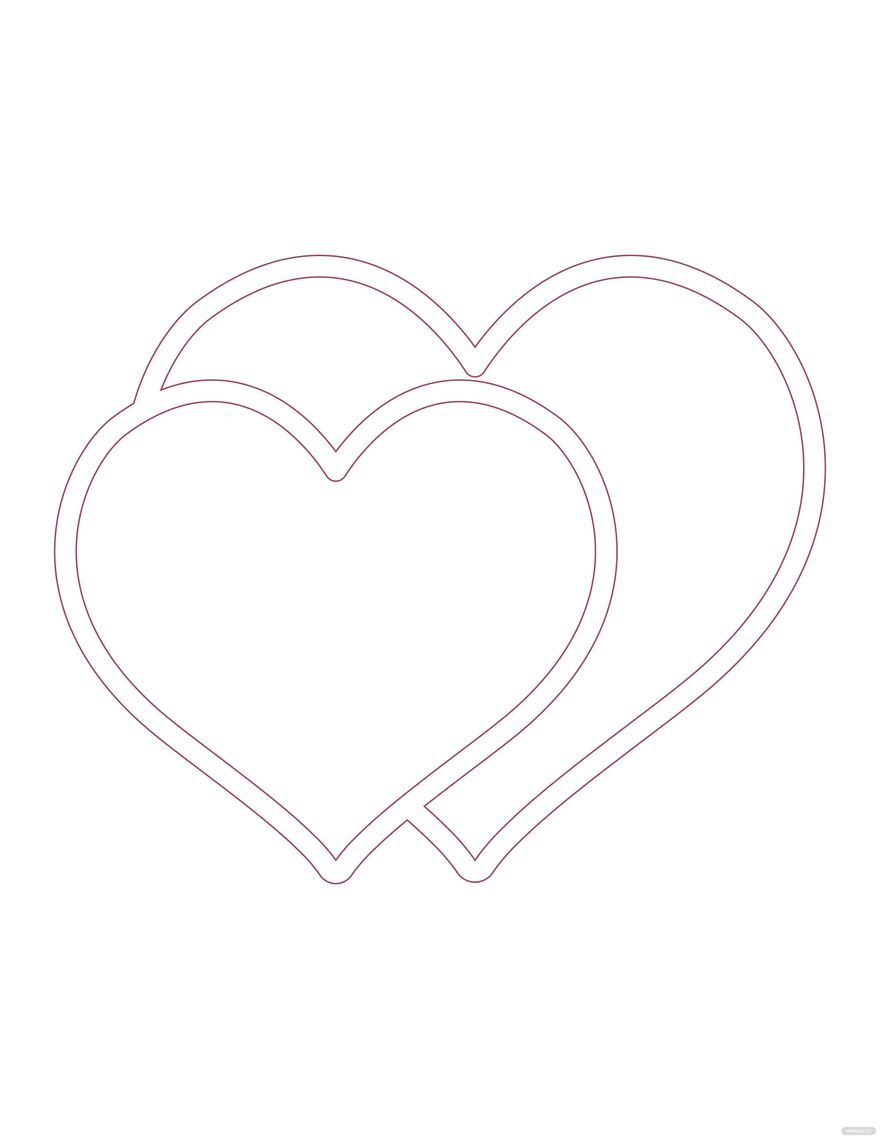 Free red heart outline coloring page