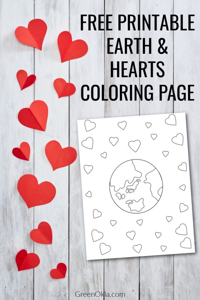 Free heart earth coloring page