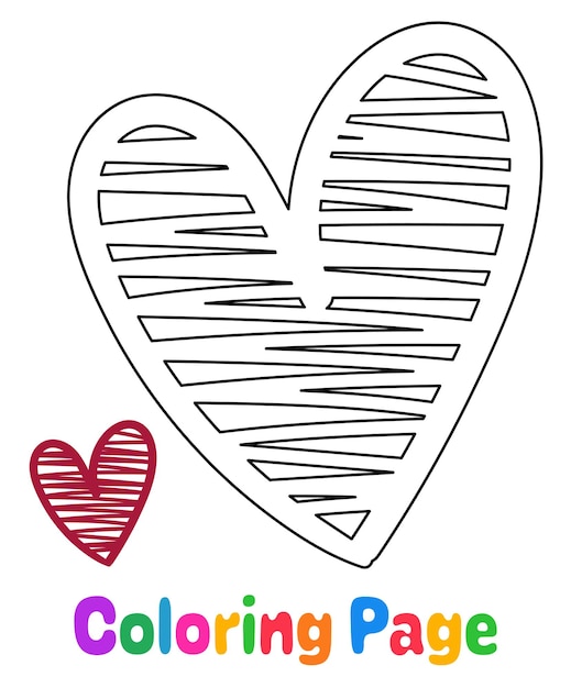 Premium vector coloring page with heart for kids