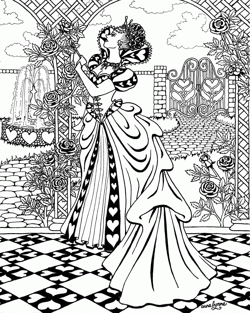 Paint the roses red adult coloring page â