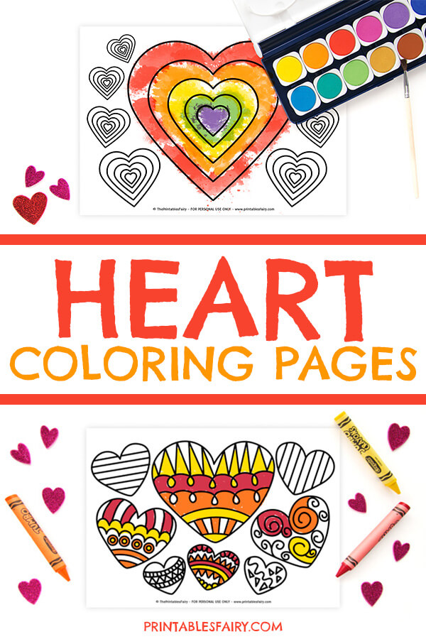 Heart coloring pages free printables