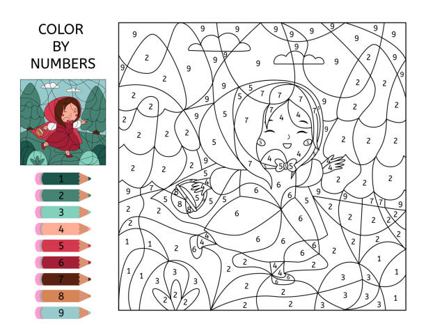 Little red riding hood coloring pages stock illustrations royalty