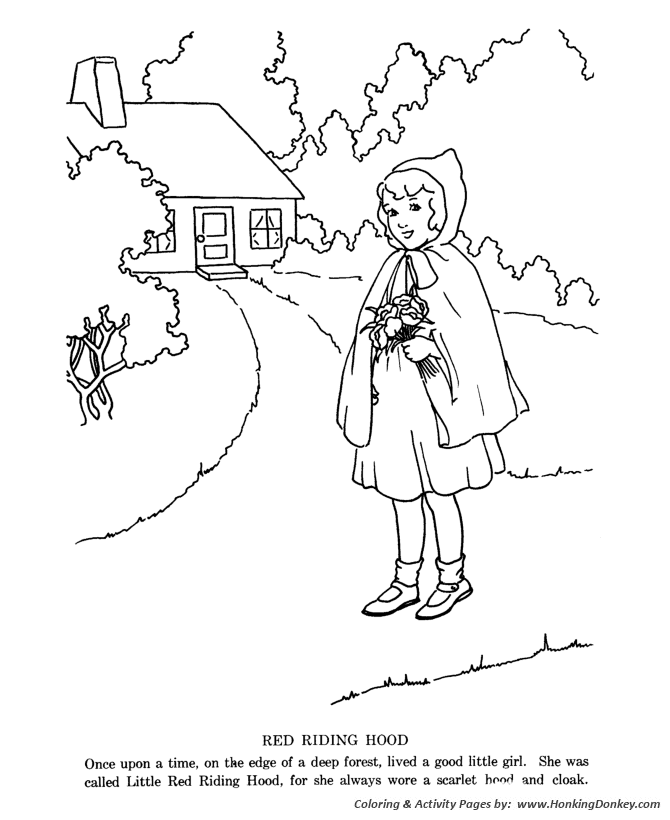 Little red riding hood fairy tale story coloring pages little red riding hood story