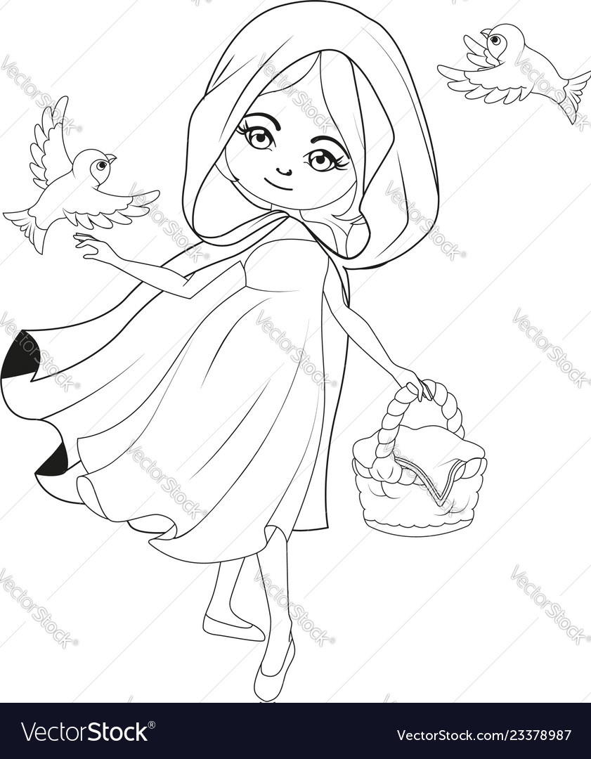 Coloring book red riding hood royalty free vector image