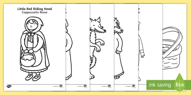 Little red riding hood coloring pages englishitalian