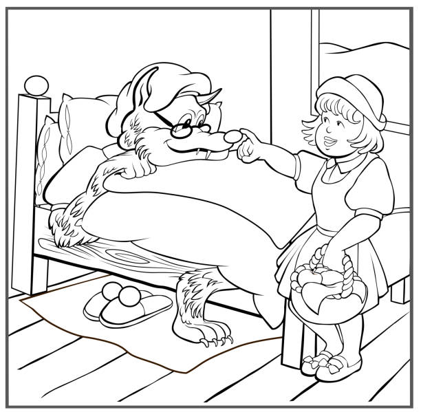 Little red riding hood coloring pages stock illustrations royalty