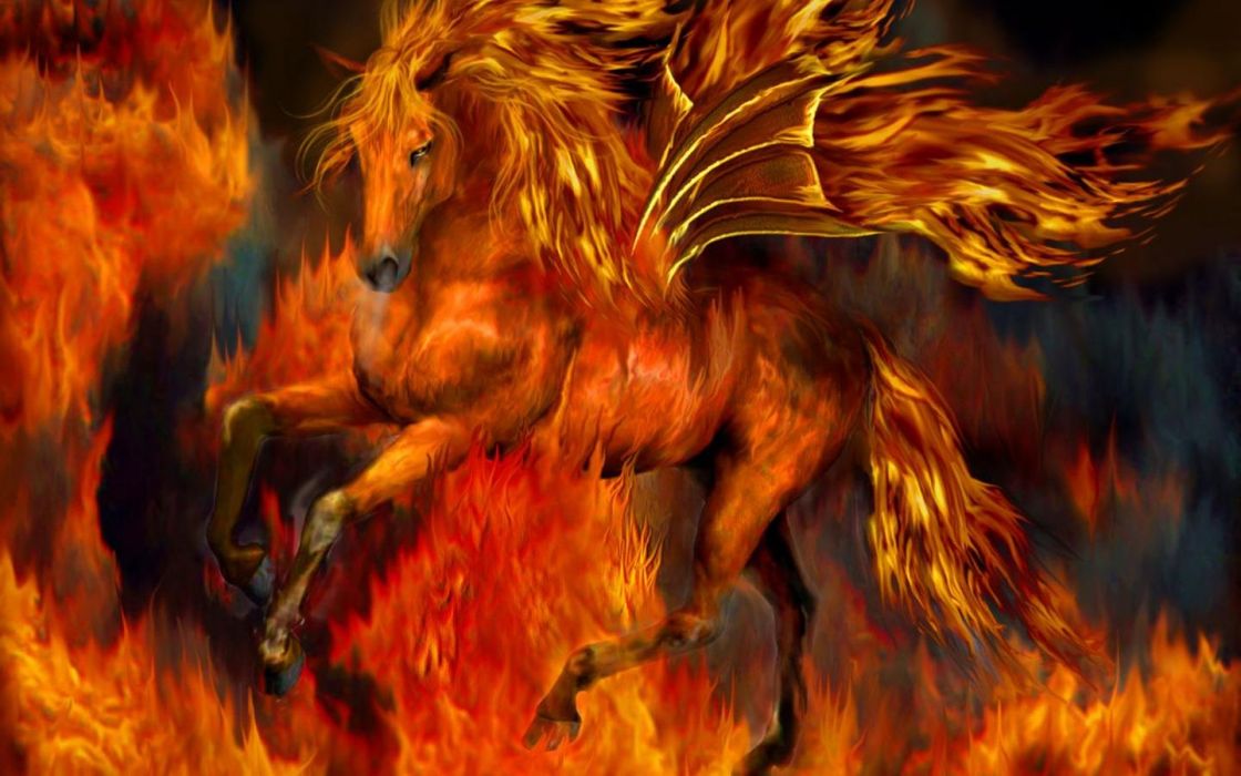 Fire horse red wallpaper x