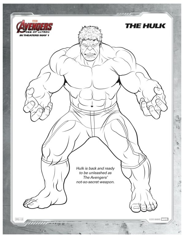 Hulk coloring page free marvel printable