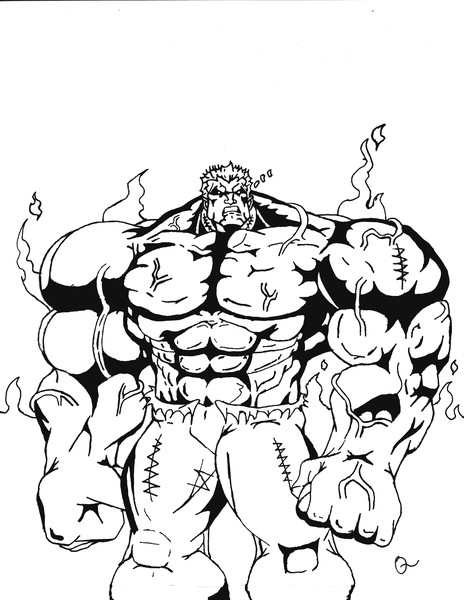 Red hulk inked by quincy b