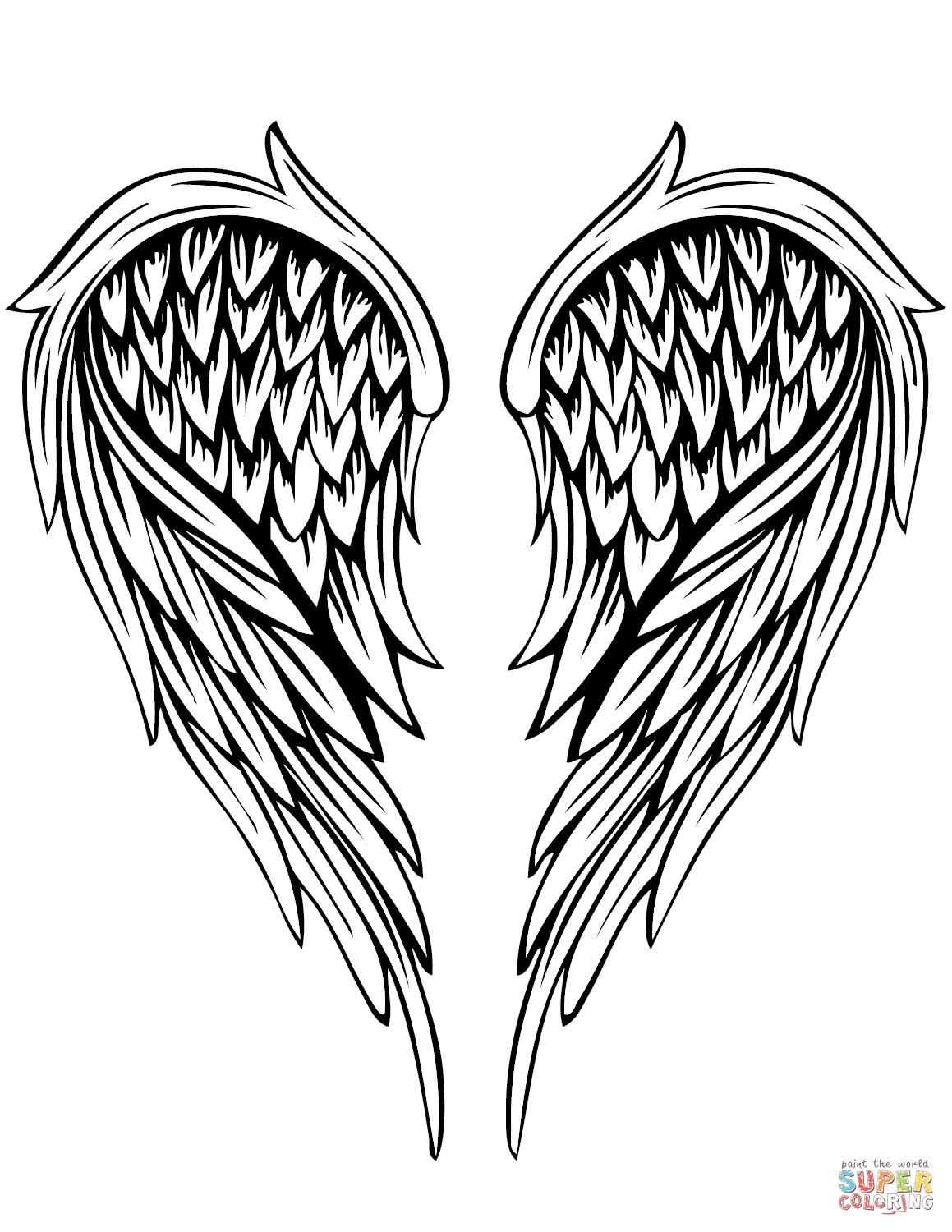 Angel wings tattoo coloring page free printable coloring pages