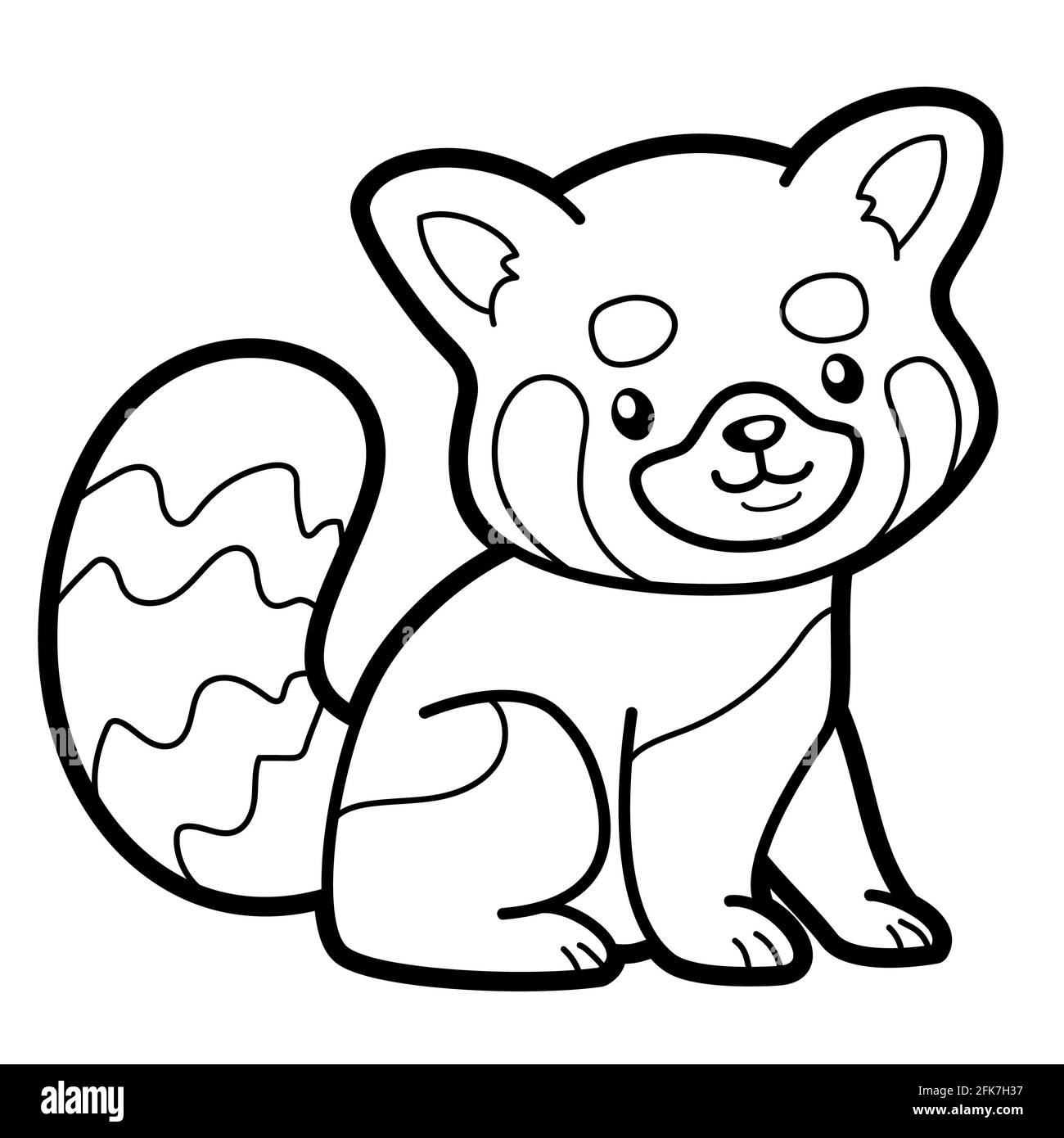 Coloring book or page for kids red panda black and white illustration stock photo