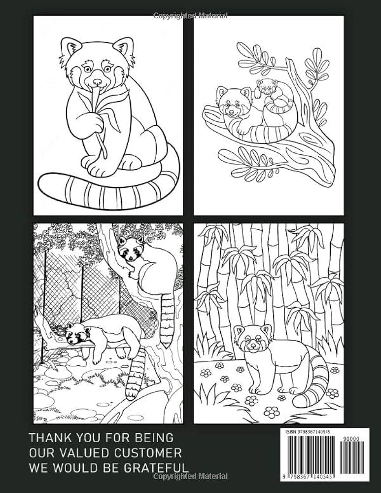 Red panda coloring book for kids cute red animal character colouring pages drawing illustrations pages for kids childs to have fun by crowther ray crowther