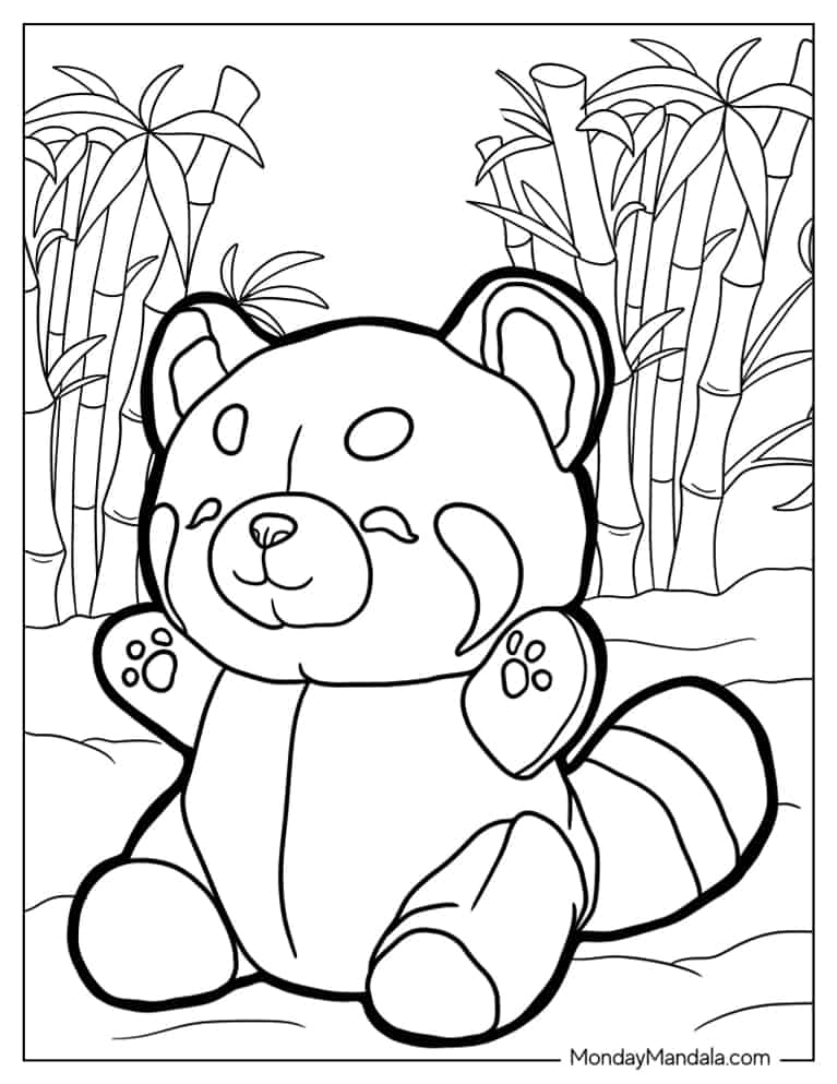 Red panda coloring pages free pdf printables