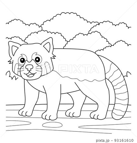 Red panda coloring page for kids