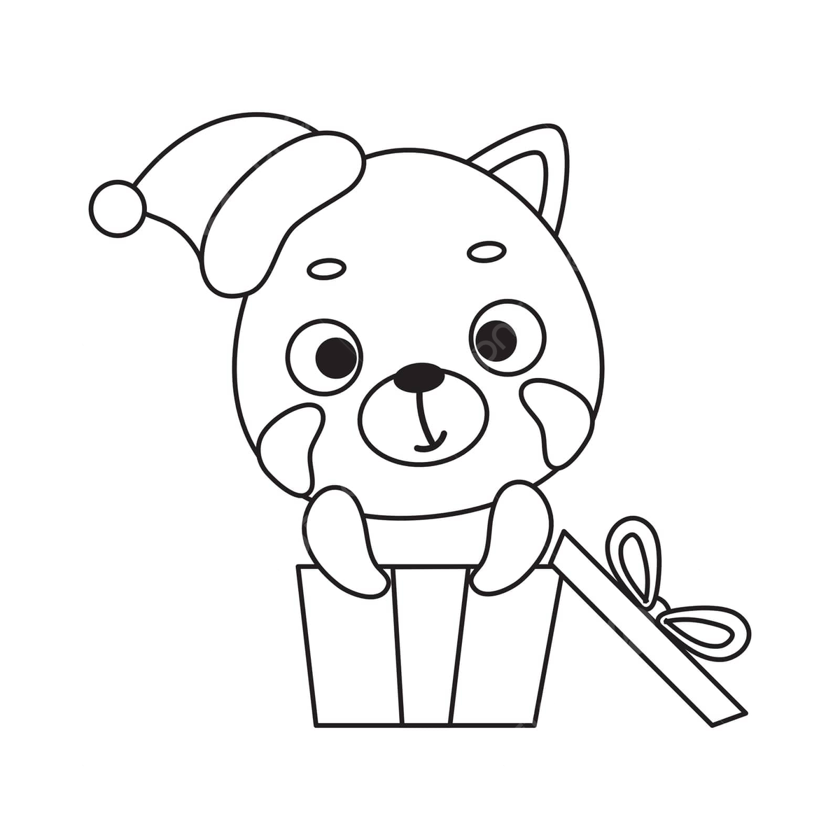 Cute red panda in gift box coloring page for kids vector funny draw playful png and vector with transparent background for free download