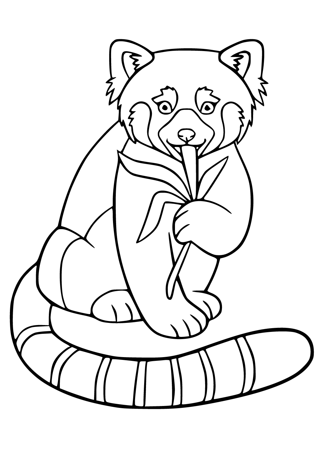 Free printable red panda food coloring page for adults and kids