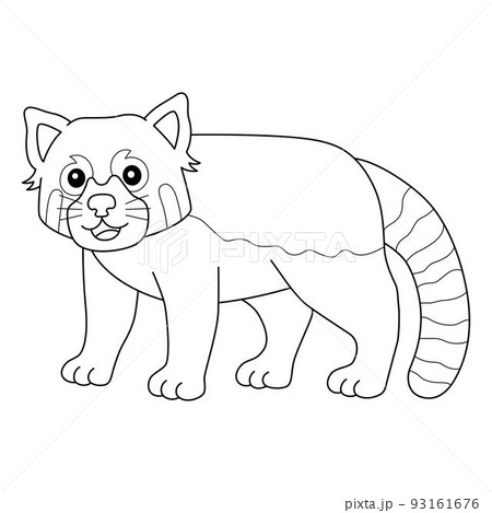 Red panda isolated coloring page for kids