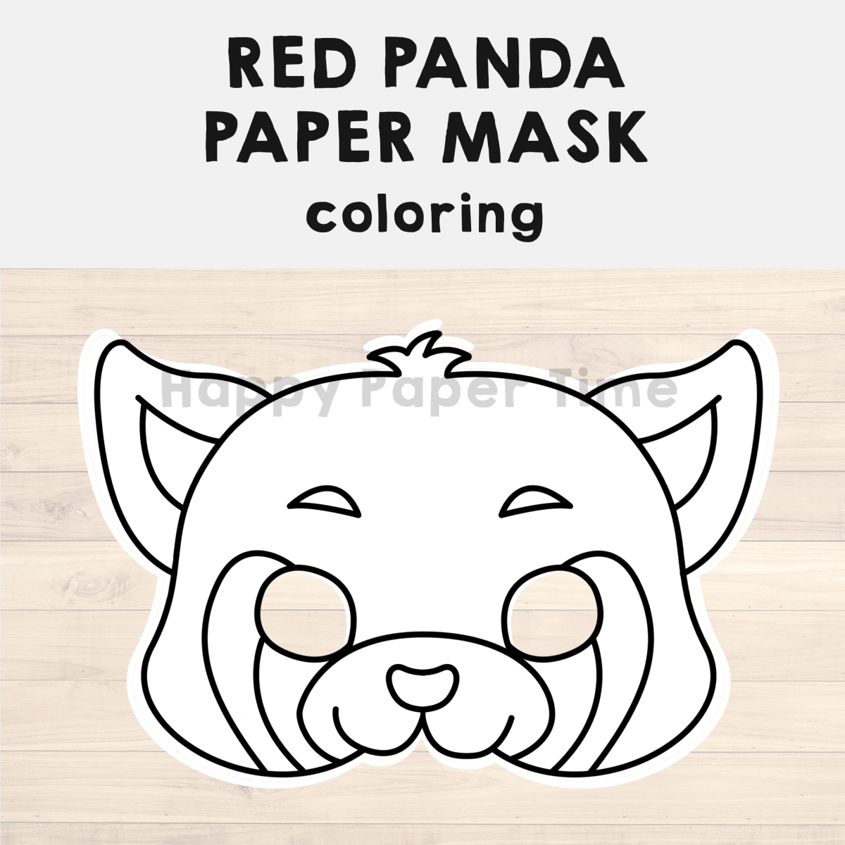 Red panda paper mask printable asian animal coloring jungle craft activity made by teachers