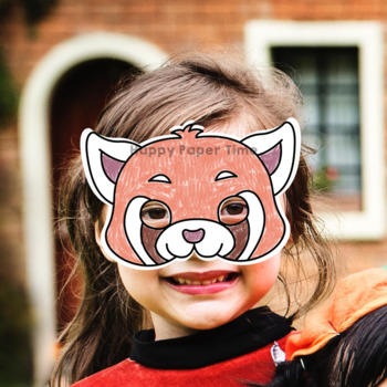 Red panda paper masks printable asian animal coloring jungle craft activity