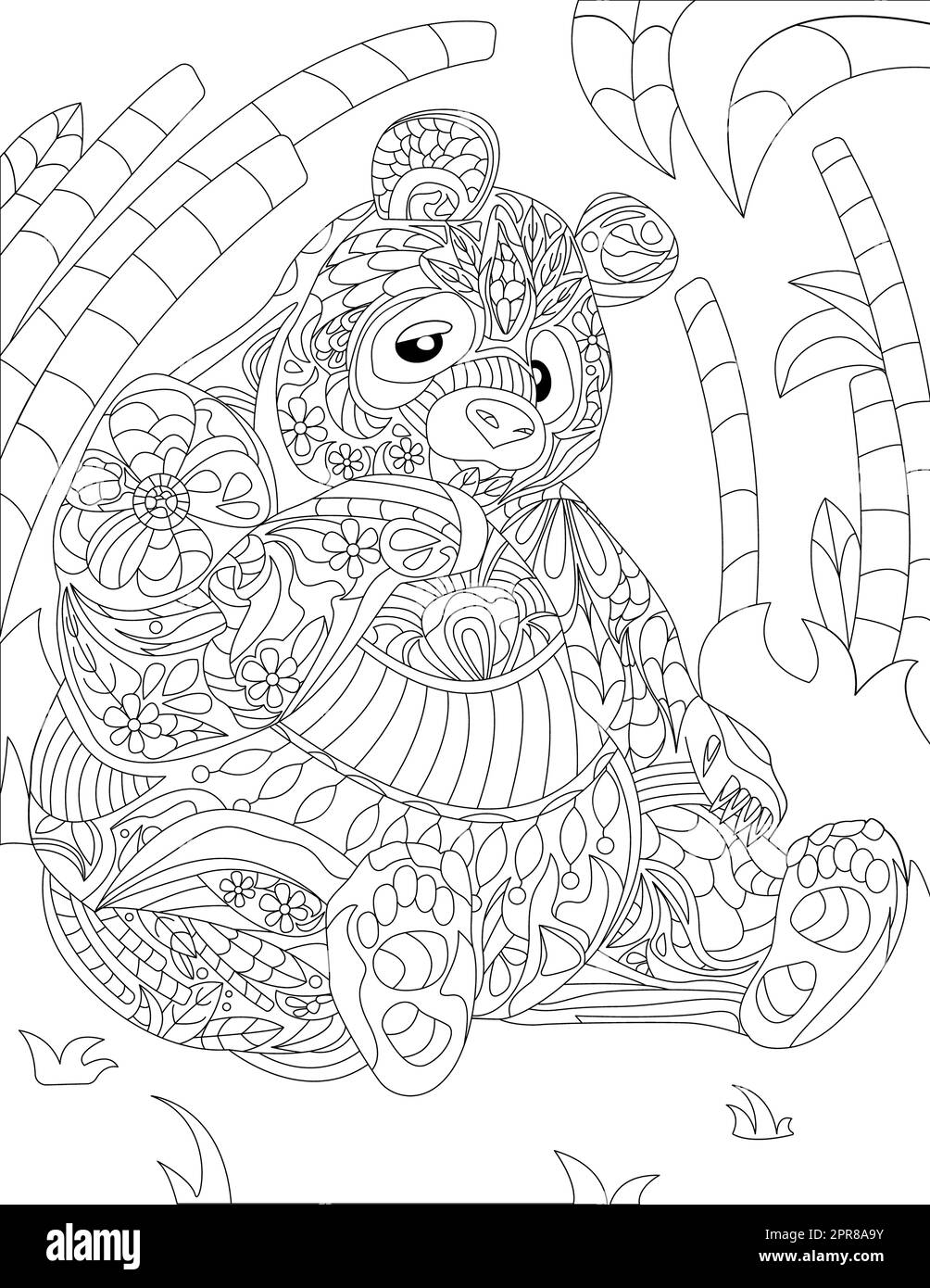 Cartoon panda animal outline hi