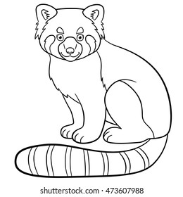 Coloring pages little cute red panda stock vector royalty free