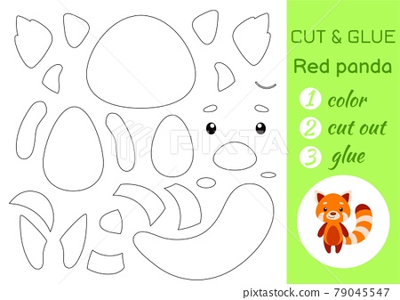 Color cut and glue paper little red panda cut