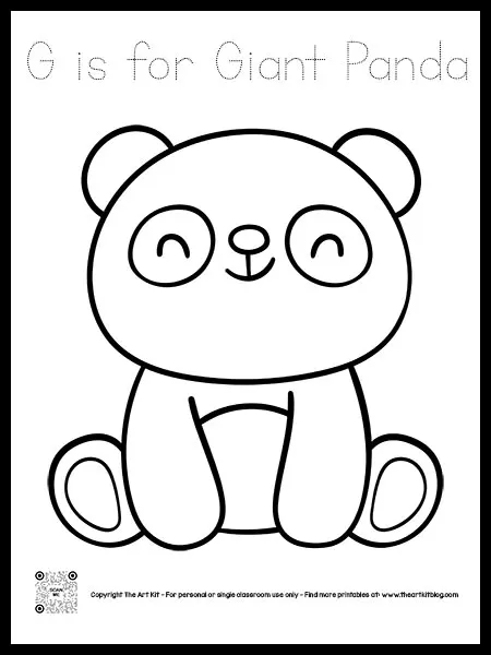 Letter g is for giant panda coloring page dotted font â the art kit