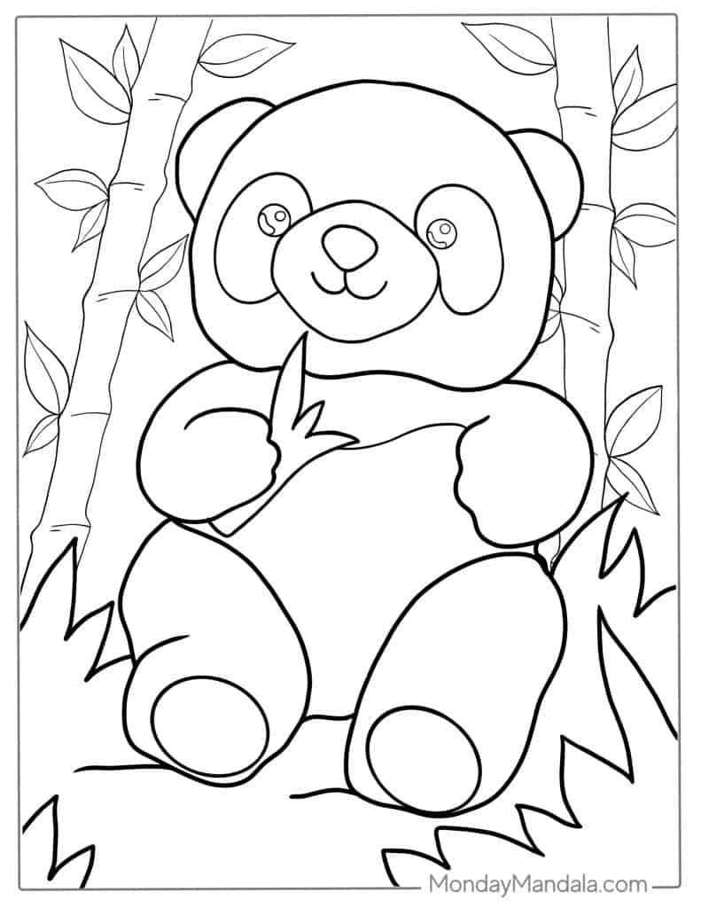 Panda coloring page free pdf printables