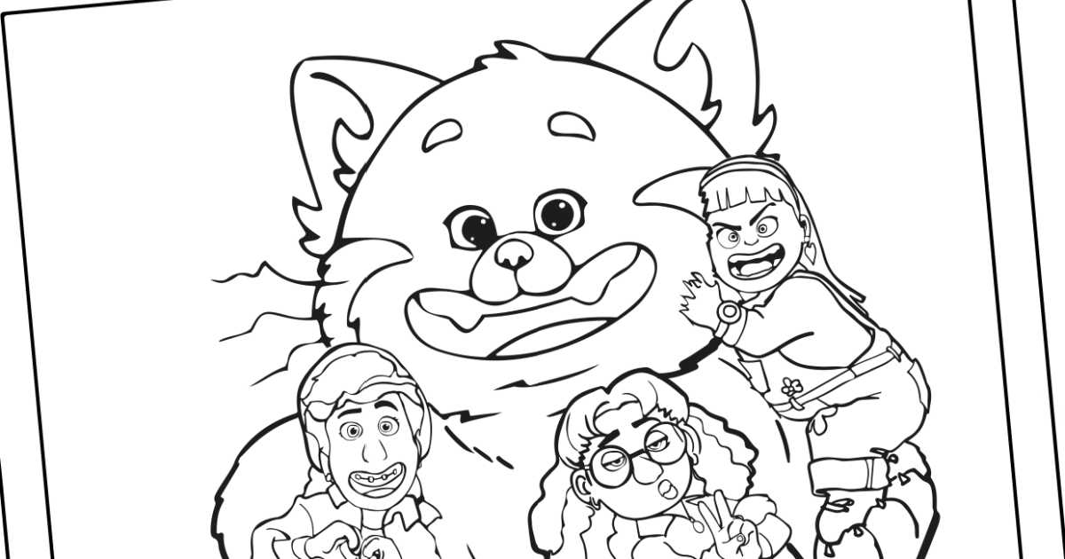 Free printable turning red panda coloring page