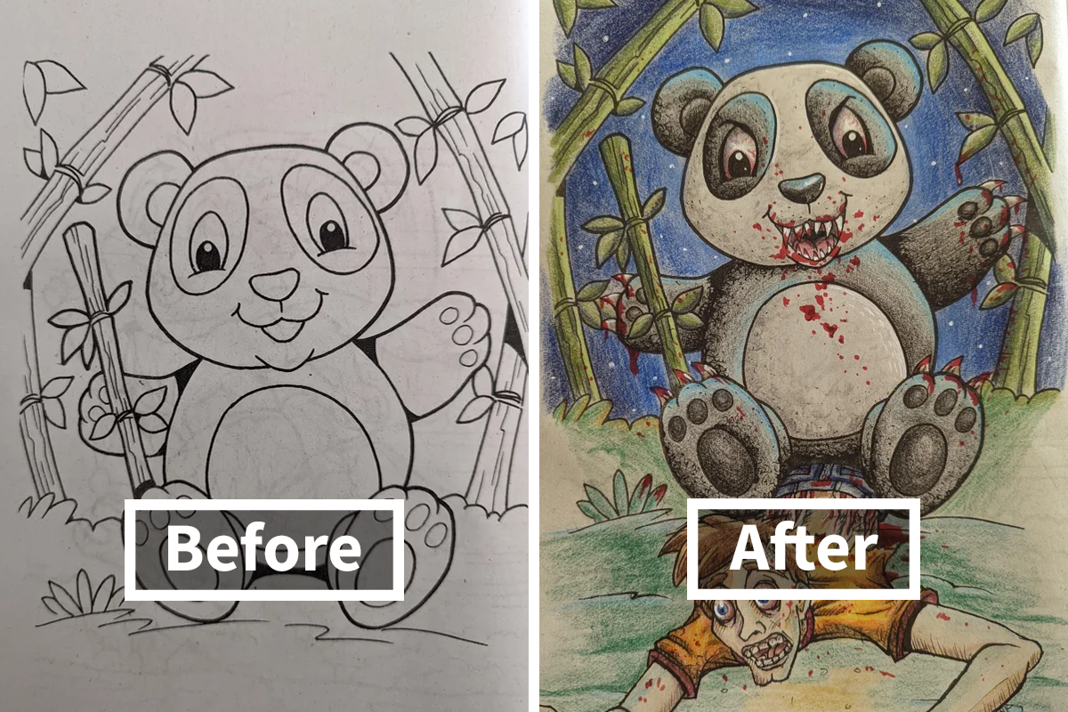 Times adults improvised and ruined kids coloring books bored panda