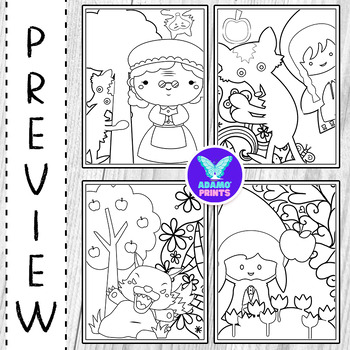 Red riding hood fairy tale coloring pages writing paper activities no prep