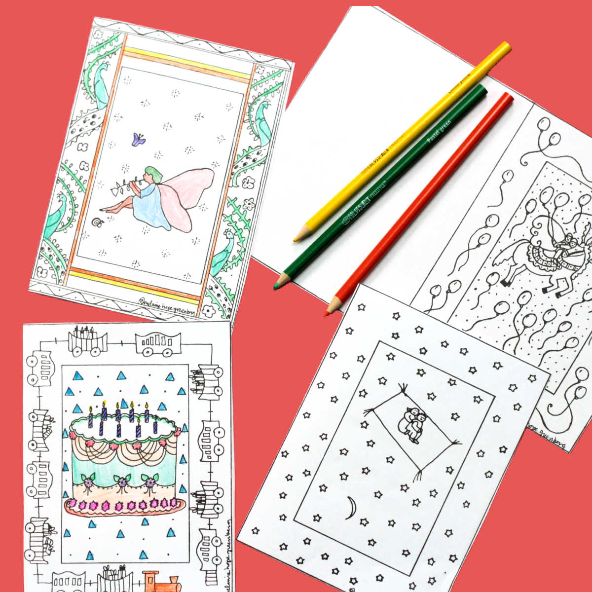 Adorable printable birthday card coloring pages