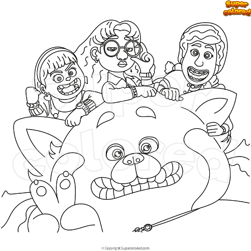 Coloring page turning red with friends