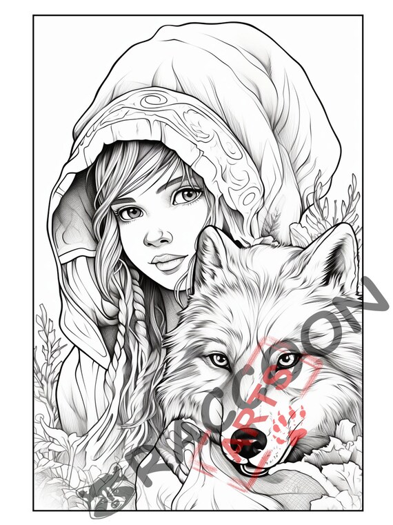 Red riding hood coloring pagescaperucita roja ilustraciãn digital para colorear rotkãppchen malvorlagen chaperon rouge livre de coloriage