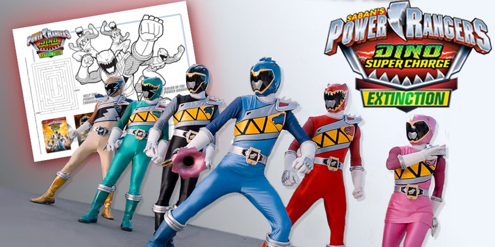 Download a free activity sheet for power rangers dino super charge extinction